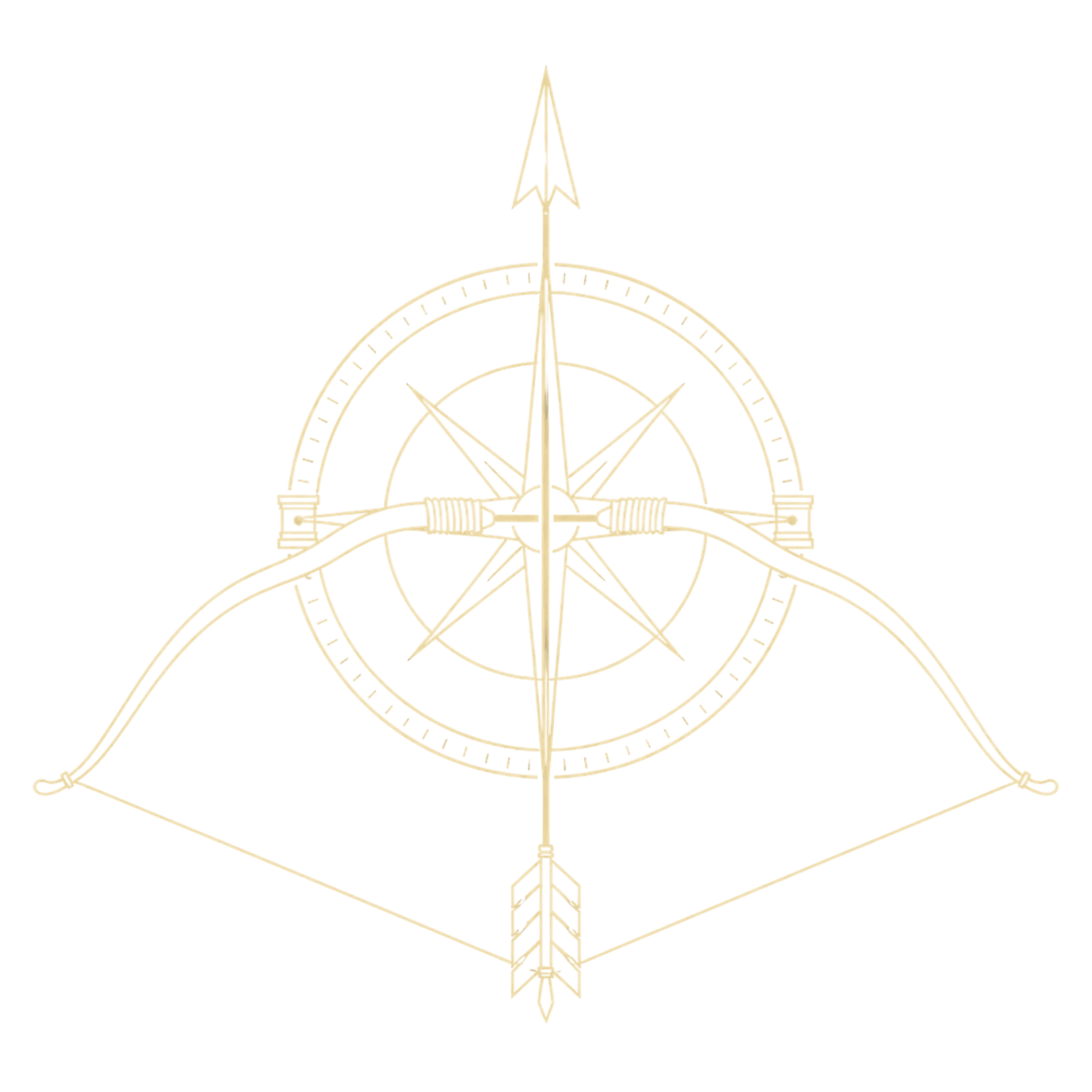 The Finding Virtue mark — a bow, a compass, and an arrow